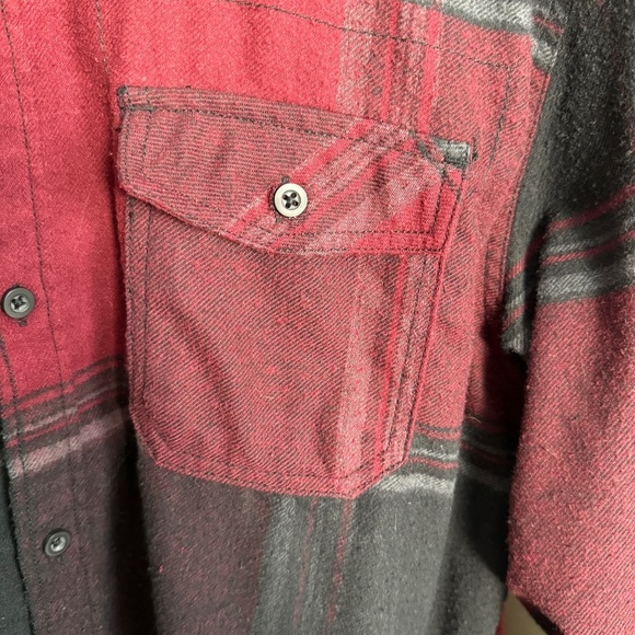 Burnside Men's Wine Plaid Long Sleeve Flannel Button Up Shirt‎ Size X-Large - Picture 3 of 14